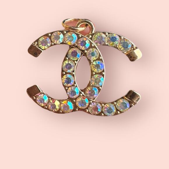 rhinestone Gold Jewelry Charm Zipper Pull Pendant Logo Designer y2k - Picture 1 of 2